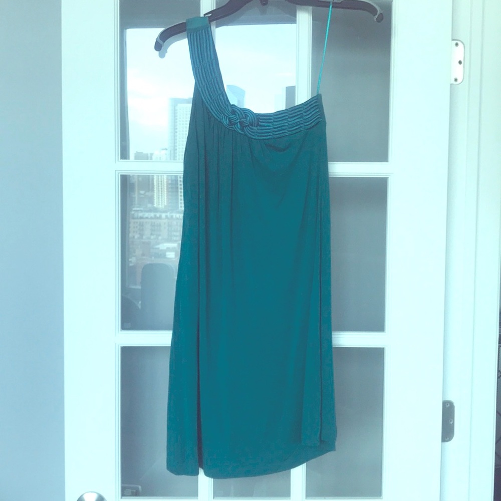 Akiko teal one shoulder dress